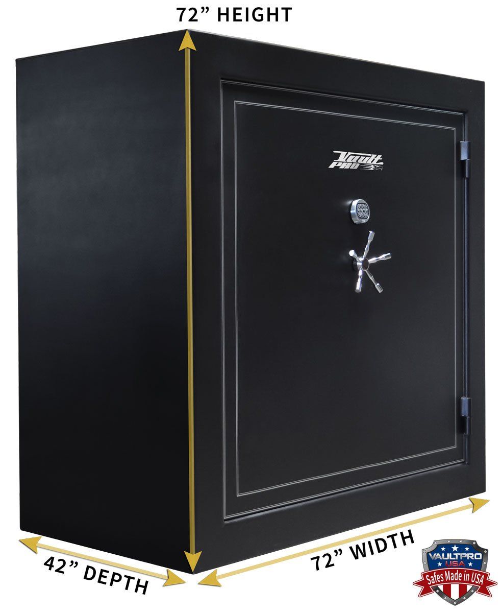 Diagram of a safe door cross-section showing steel, fire blankets, fireboard layers, locking bolts, and seals.