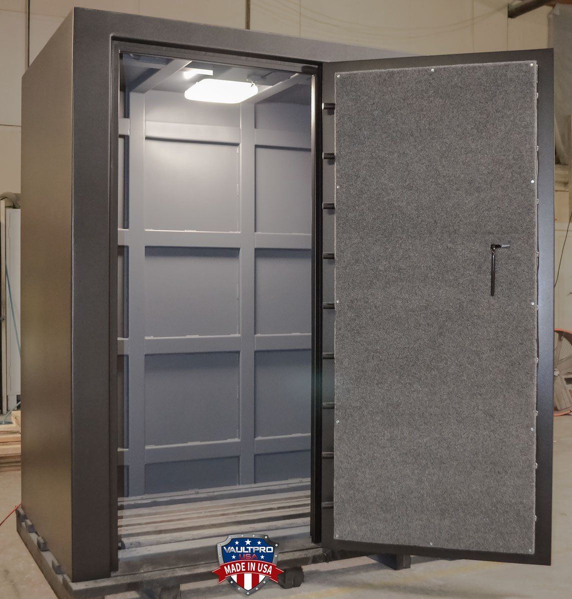 Walk-in Vault showing Two-Way Vertical and Horizontal C-Channel support system.