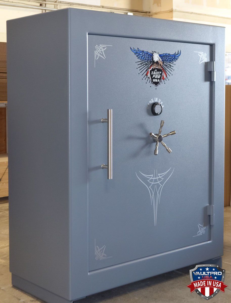 AE-760 large high capacity safe in standard gray finish with optional pull handle.