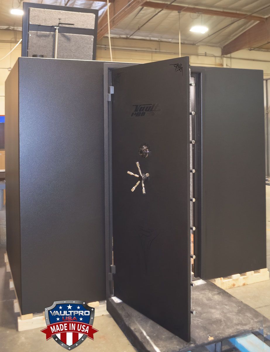 Custom Walk-in Shelter Safe room with floor mounted ceiling escape hatch.