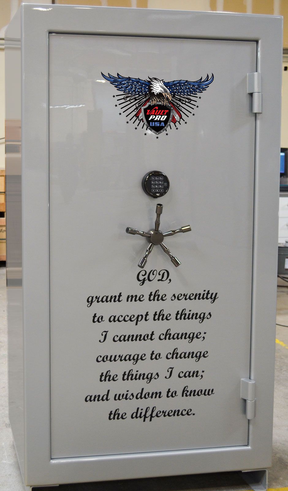 Custom safe with the Serenity prayer.