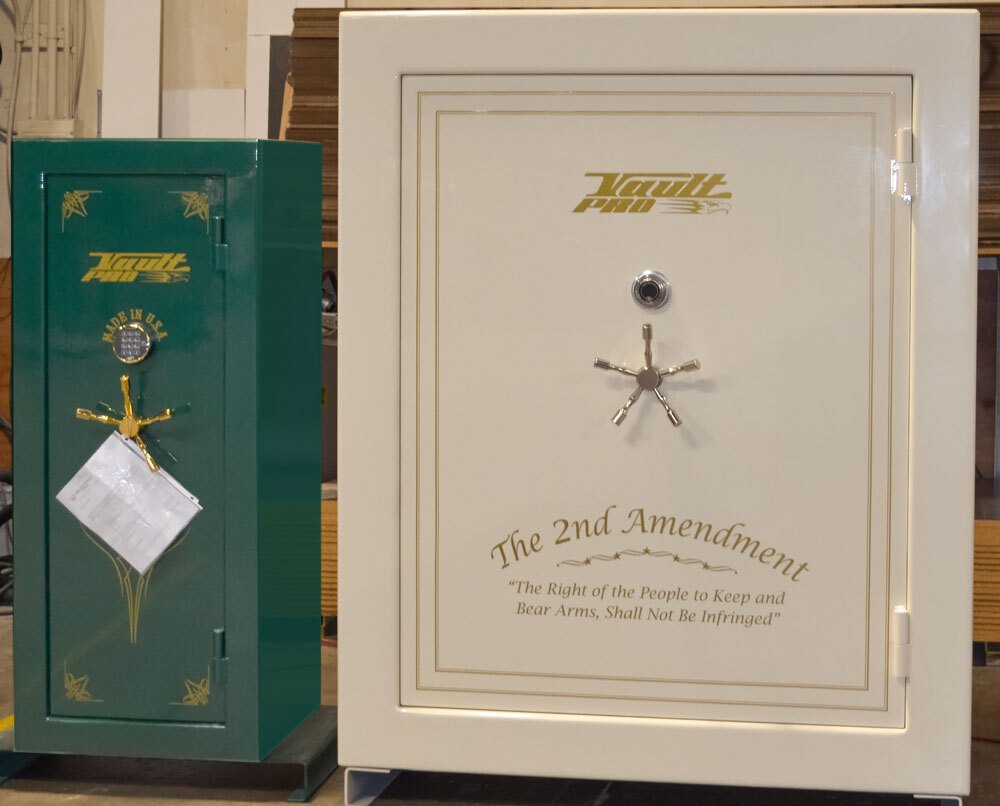 High quality safes made in USA in final inspection area ready for shipping