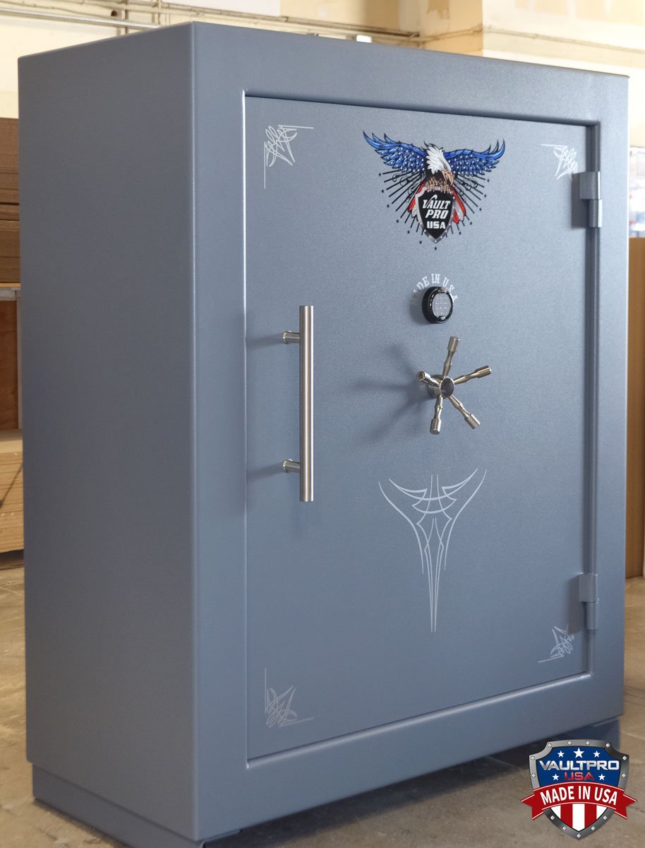 AE-760 large high capacity safe in standard gray finish with optional pull handle.