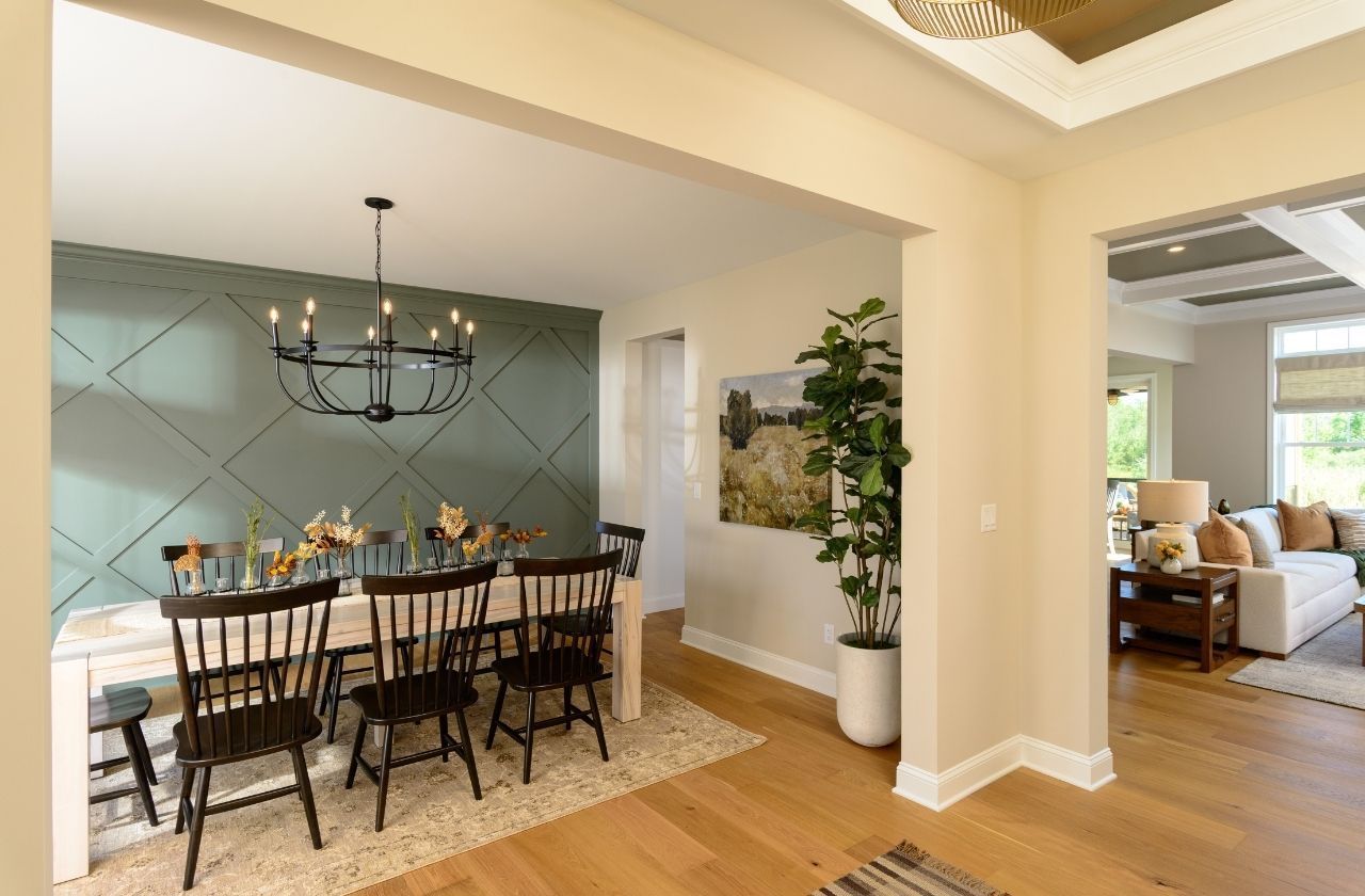 Formal Dining room with striking accent wall