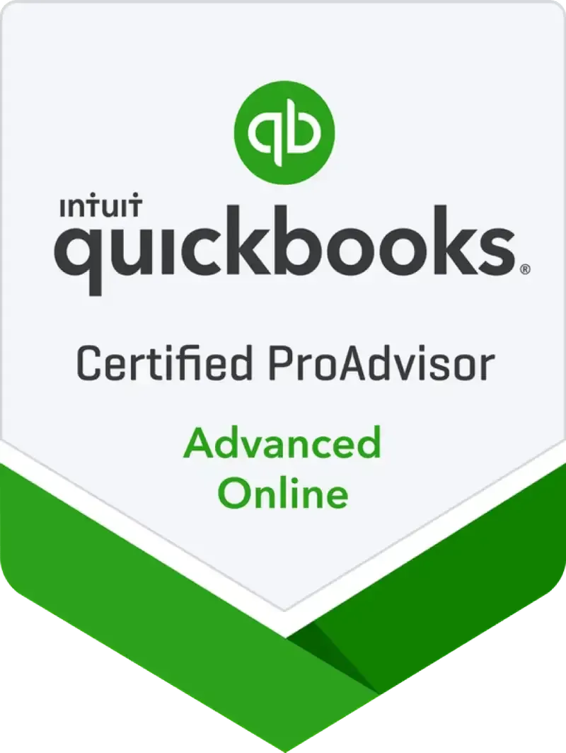 Intuit QuickBooks Certified ProAdvisor Advanced Online badge with green and white design