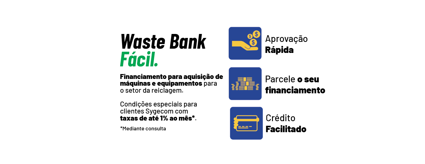 Imagem promocional do Banco de Resíduos com ícones azuis e texto sobre os serviços facilitados do Banco de Resíduos.