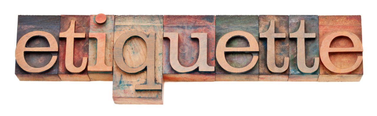 The word etiquette is written in wooden letterpress type
