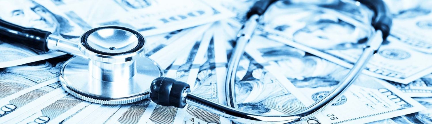 A medical stethoscope on dollars A medical stethoscope on dollars