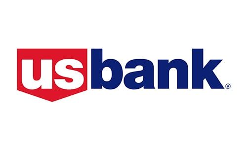 The logo for us bank is a red and blue logo with a red shield.