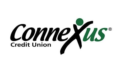 The connexus credit union logo is black and green on a white background.