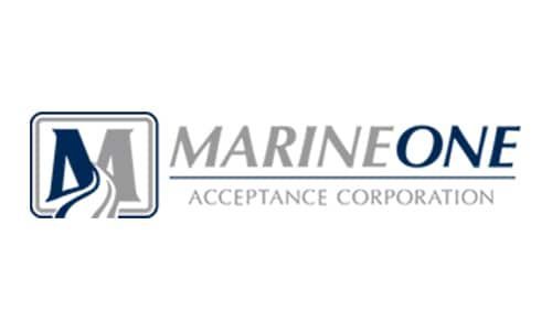 The logo for marineone acceptance corporation is blue and white.