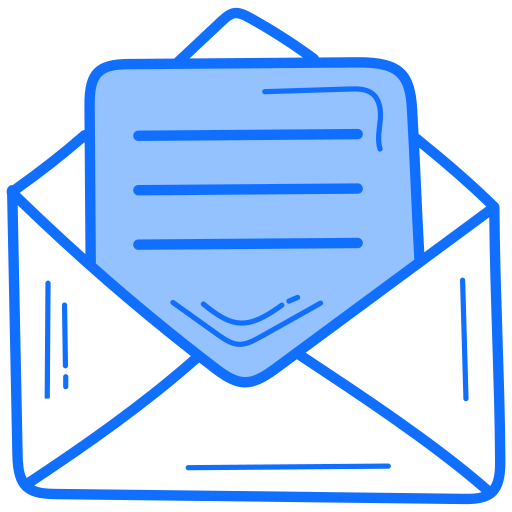 Blue envelope with a letter inside, representing email communication.