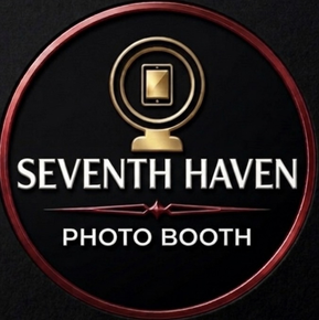 The logo for seventh haven is a red triangle with a celtic knot in the middle.
