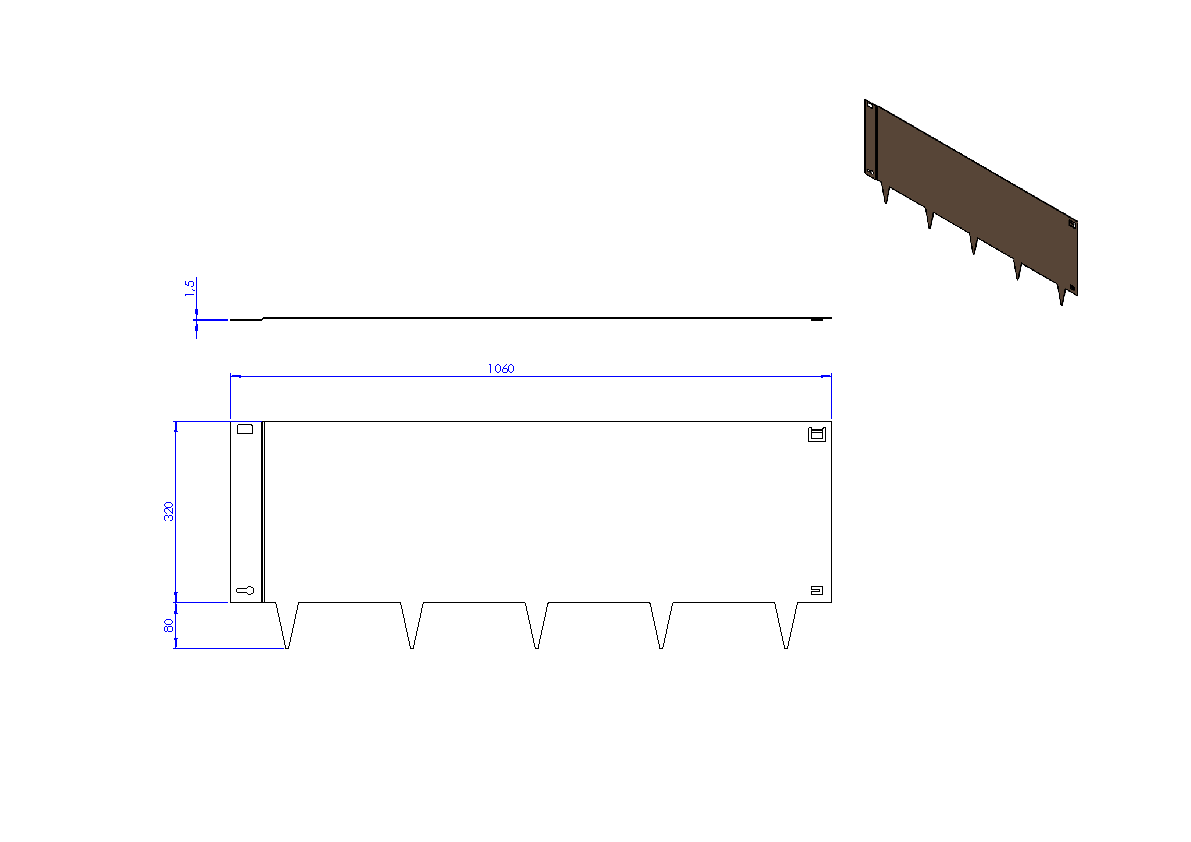 Technische tekening van een doorsnede van een constructiebalk met afmetingen, inclusief een 3D-perspectiefweergave rechtsboven.