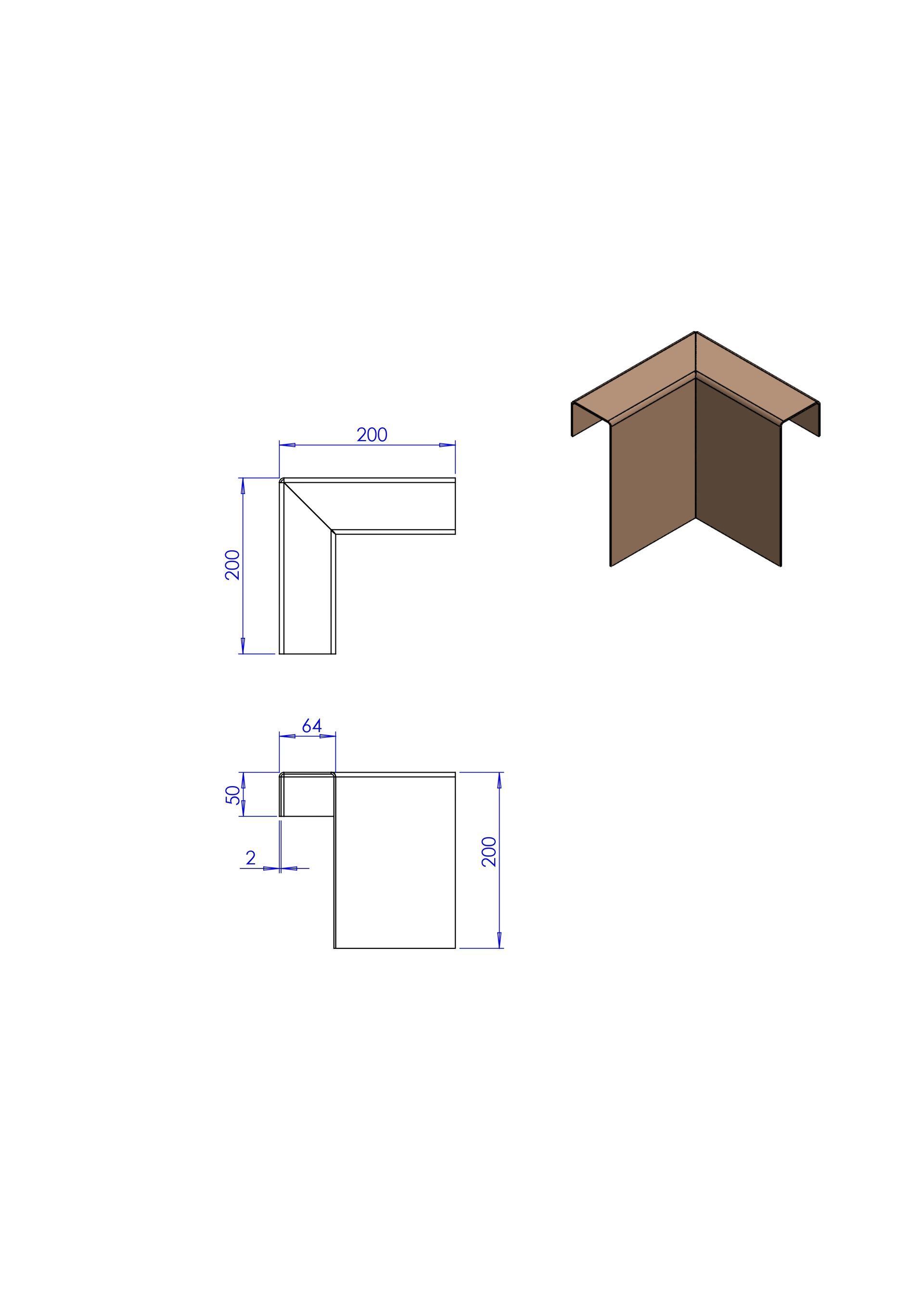 Overzethoekstuk 200x64x50x2-L200