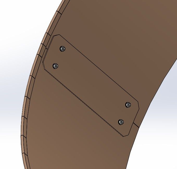 CAD-technische tekening van een cilindrisch onderdeel met een rechthoekig lipje, met orthografische boven- en zijaanzichten.