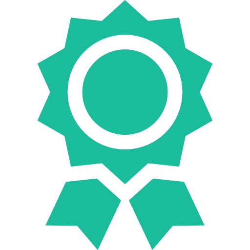 A green ribbon with a white circle in the middle.