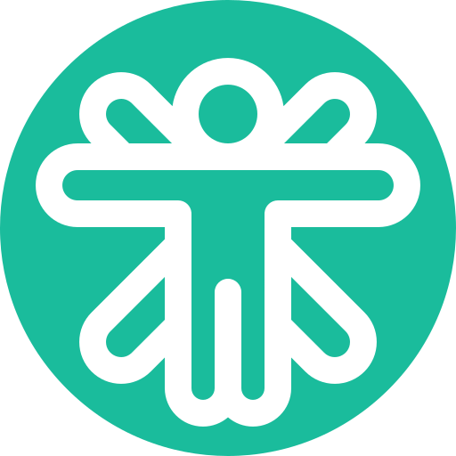 A white icon of a person in a green circle.