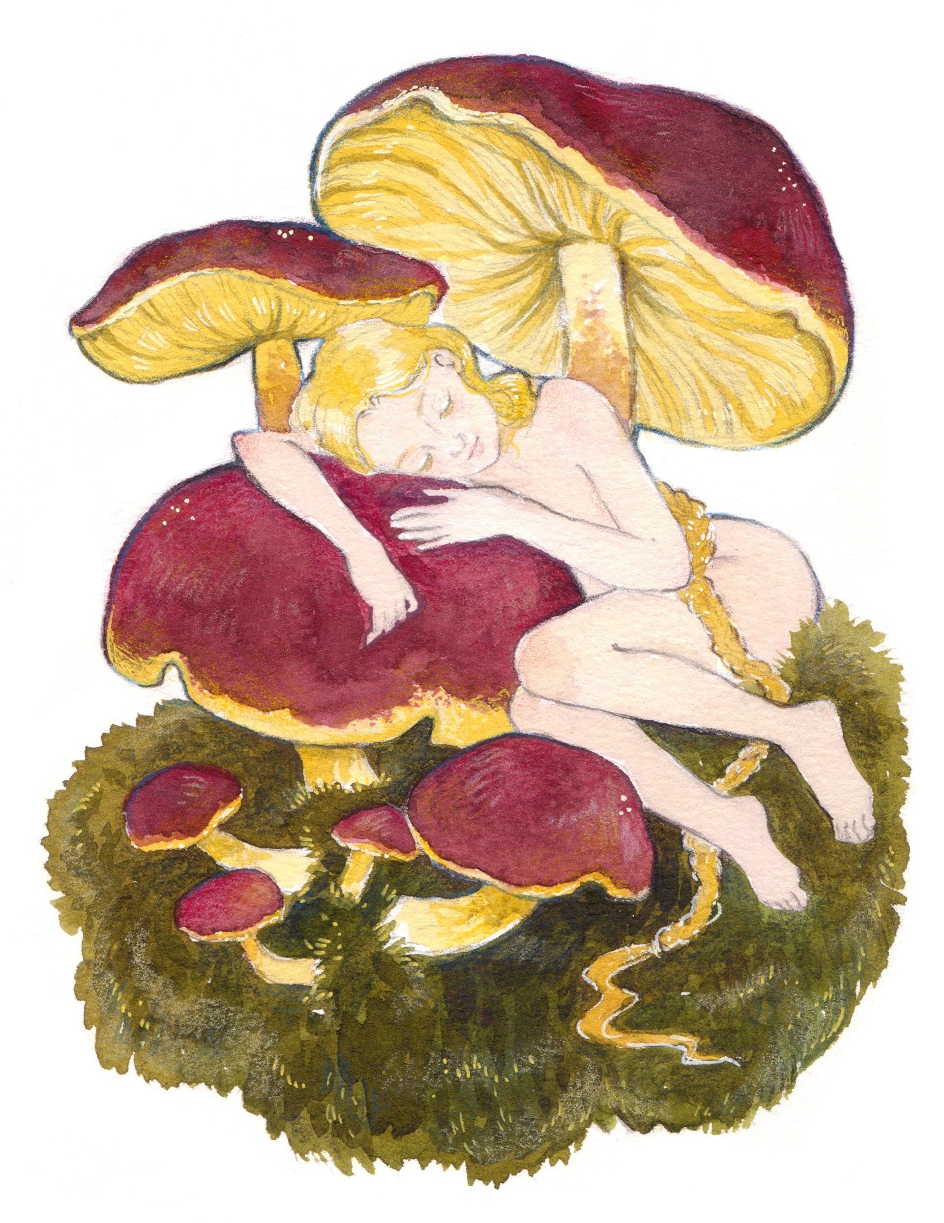 Mariella Fahr Illustration Mädchen Pilze funguary