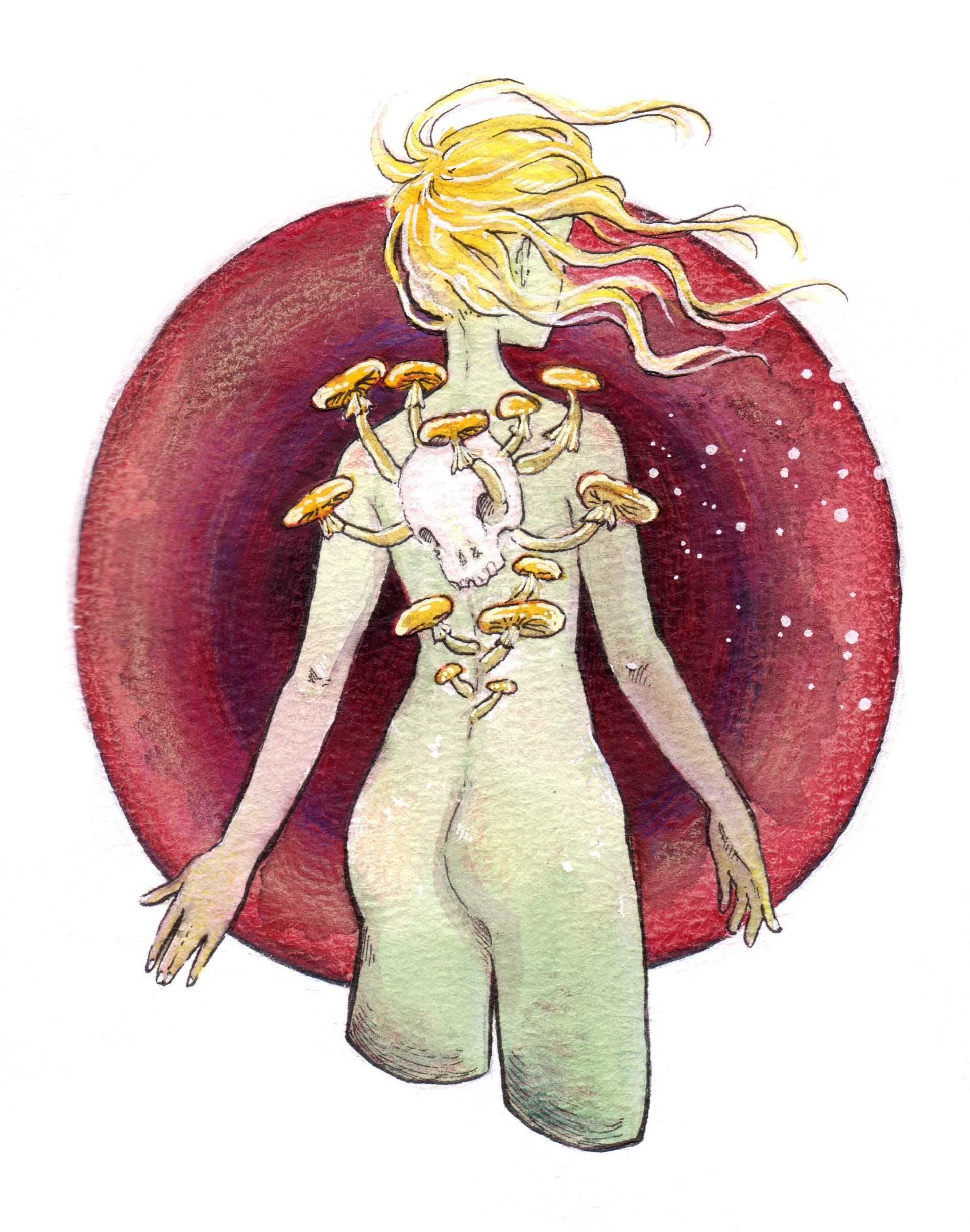 Mariella Fahr Illustration Mädchen Pilze funguary