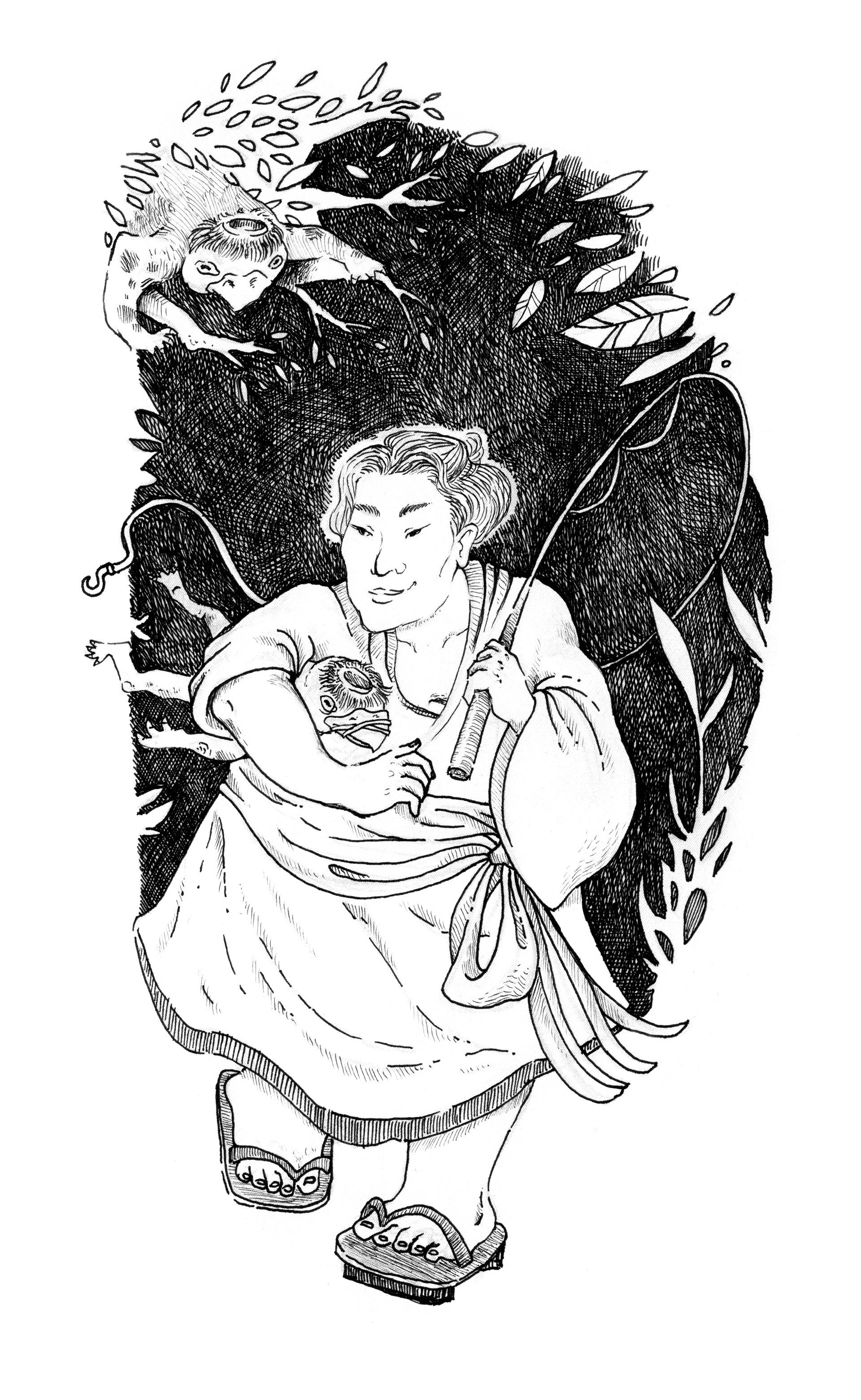 Mariella Fahr Illustration Japan Geister Geschichten Kappa Samurai