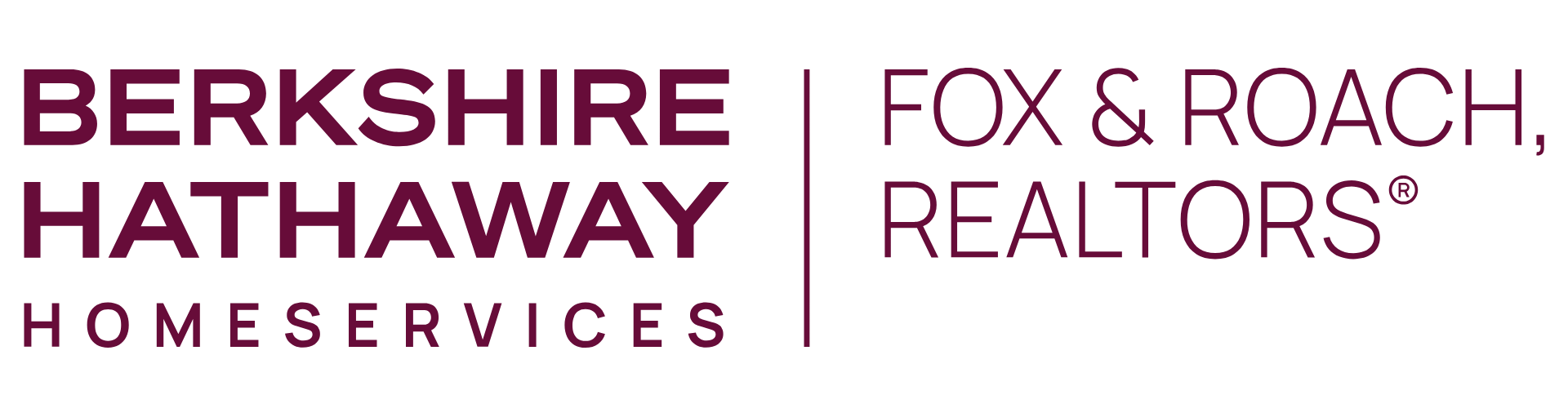 Berkshire Hathaway HomeServices and Fox & Roach, Realtors logos in burgundy and gray.