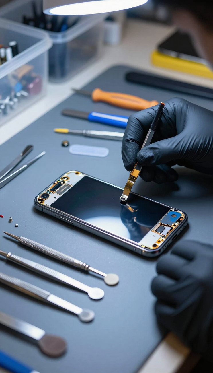 Técnico reparando celular en Rosario