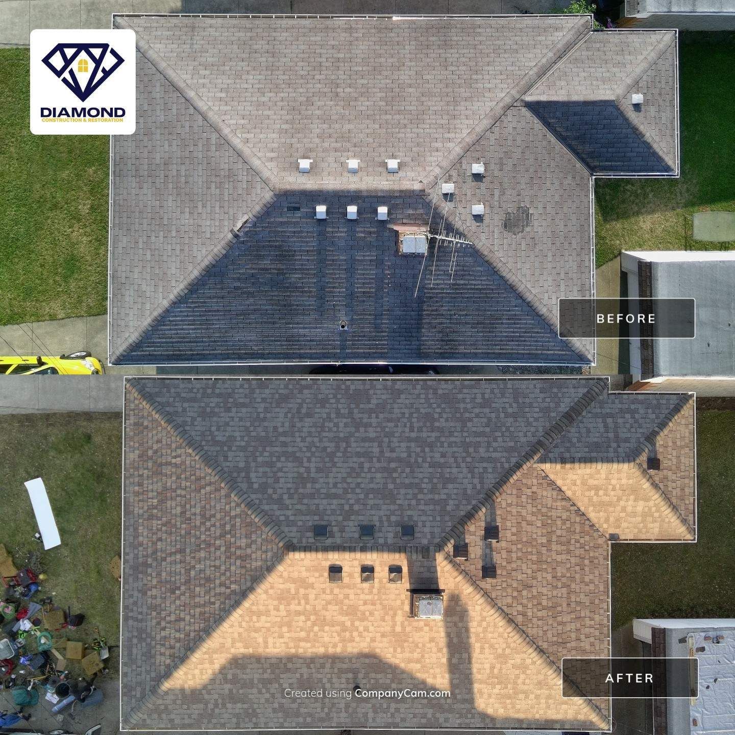 Roof repair inspection after storm damage on a Bedford Ohio home