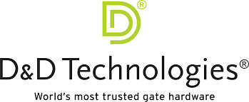 Logo de D&D Technologies avec un « D » vert et le slogan « La quincaillerie de portail la plus fiable au monde »