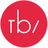 White “tb//” logo on a red circle background