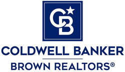 Coldwell Banker Brown Realtors logo in blue and white