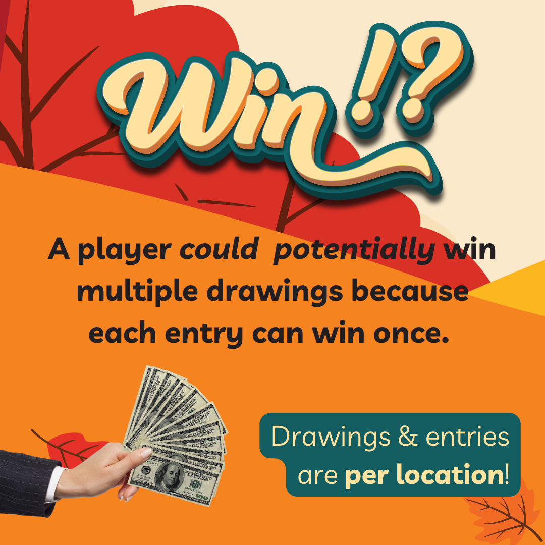 Win!?!
A player could  potentially win multiple drawings because each entry can win once. 