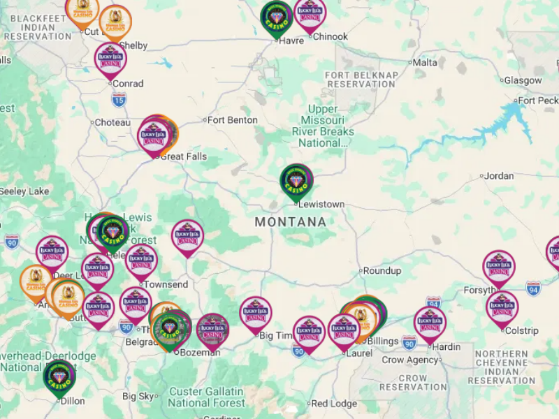 Map image of Montana locations
