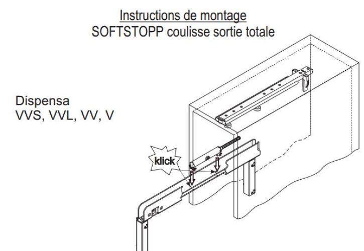 Diagram showing assembly instructions for a cabinet drawer slide with the text 