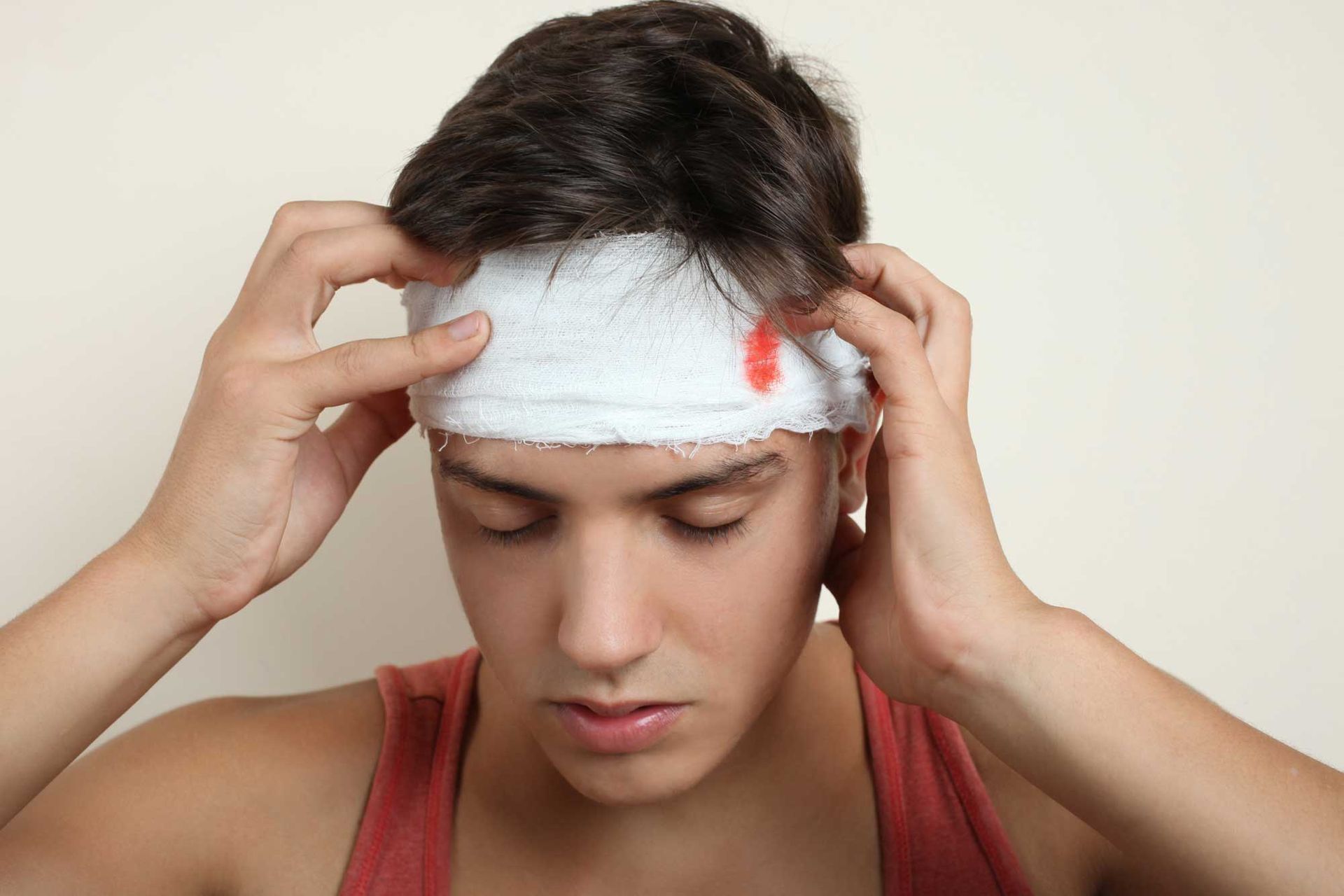 A man with a head injury. A man with a head injury.