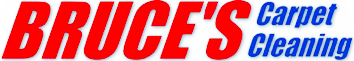 A red and blue logo for bruce 's carpet cleaning