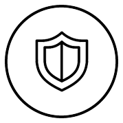 A shield icon in a circle on a white background.