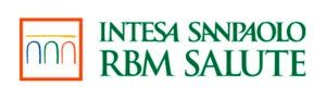 Logo Intesa Sanpaolo RBM Salute in verde e arancione su sfondo bianco.