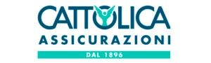 Logo di Cattolica Assicurazioni con testo ed emblema color verde acqua su sfondo bianco.
