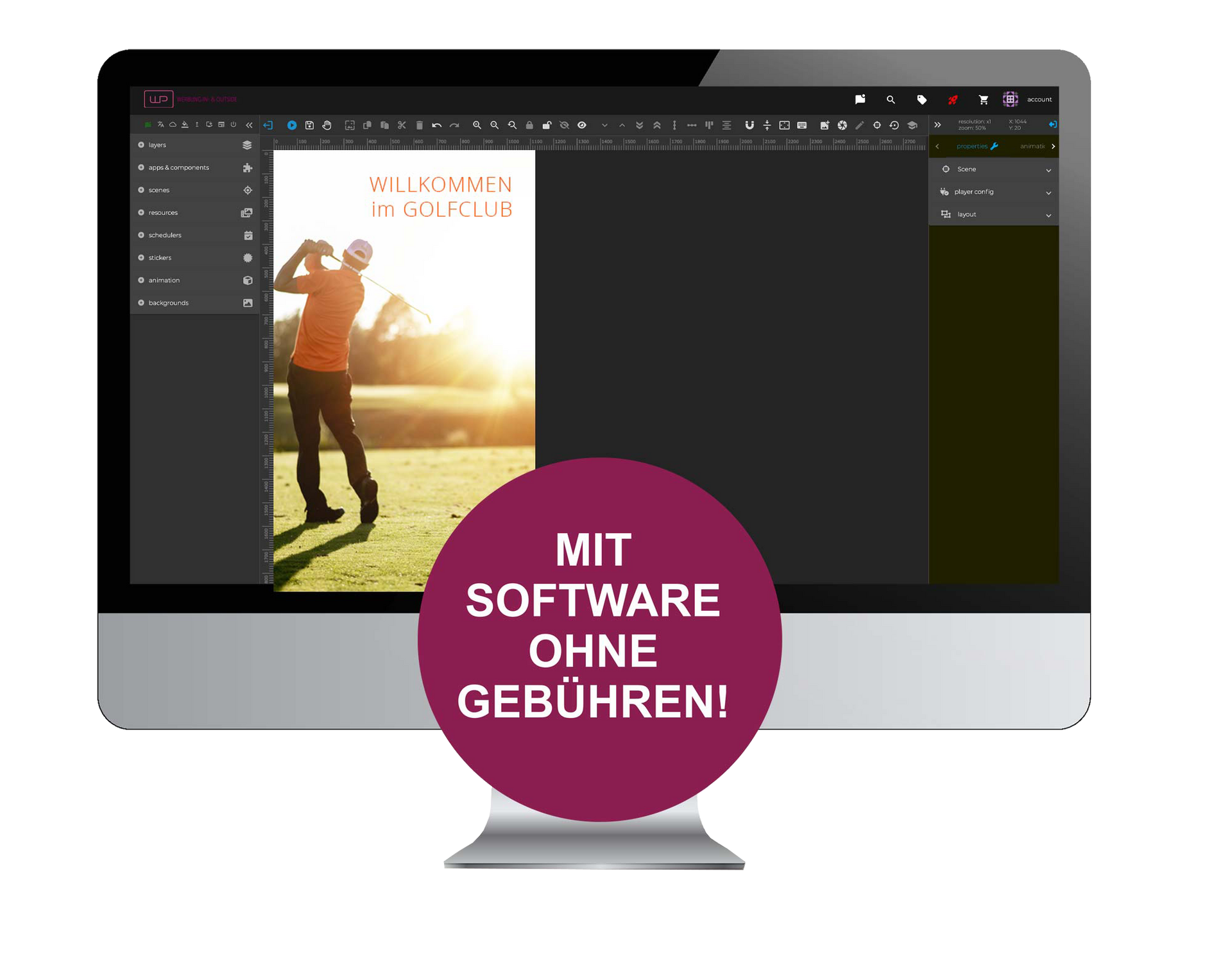 Coomputer mit Digital Signage Software ohne Gebühren