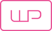 Ein rosa-weißes Logo von W.P. highlights