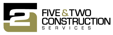 Logo for Five & Two Construction Services: Black and gold square with "5 & TWO" text.