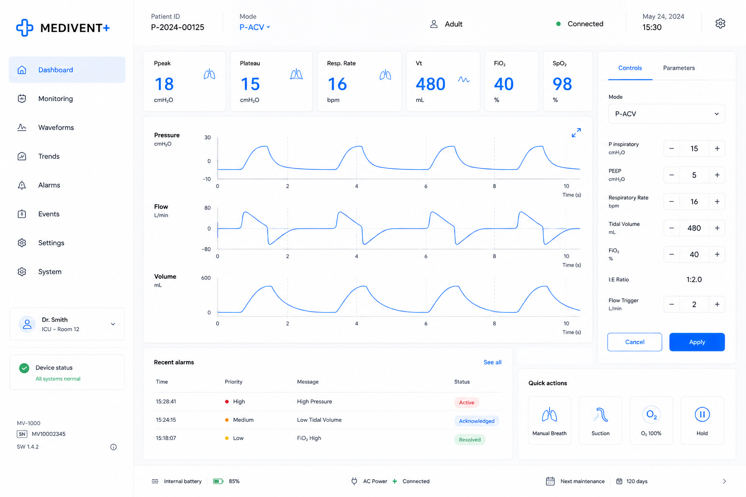medical device user interface (UI)