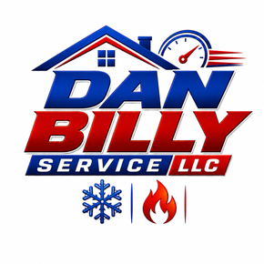 A red , white and blue logo on a white background.