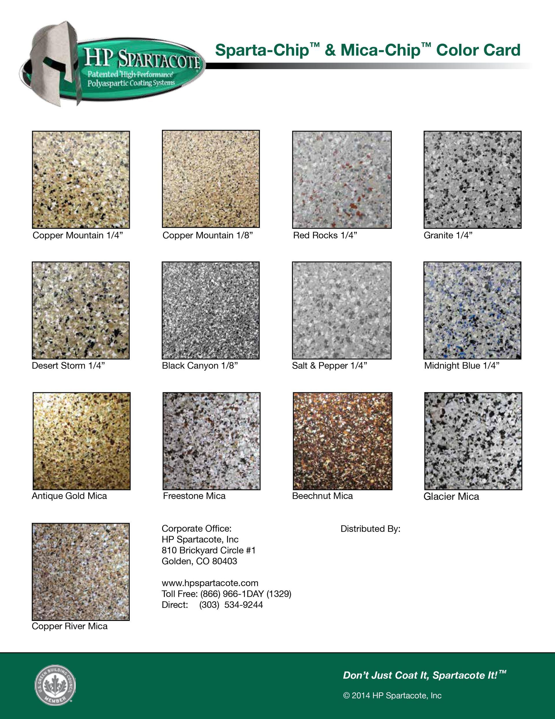 Color card showing multiple speckled granite samples in beige, gray, and brown tones