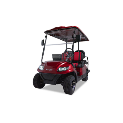 2025 ICON EV Red 4-passenger golf cart red and black seats