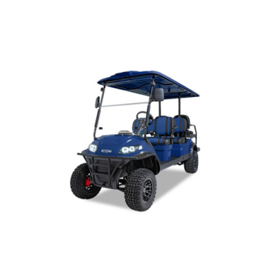 2025 ICON EV i60L lifted 6-passenger golf cart Indigo Blue