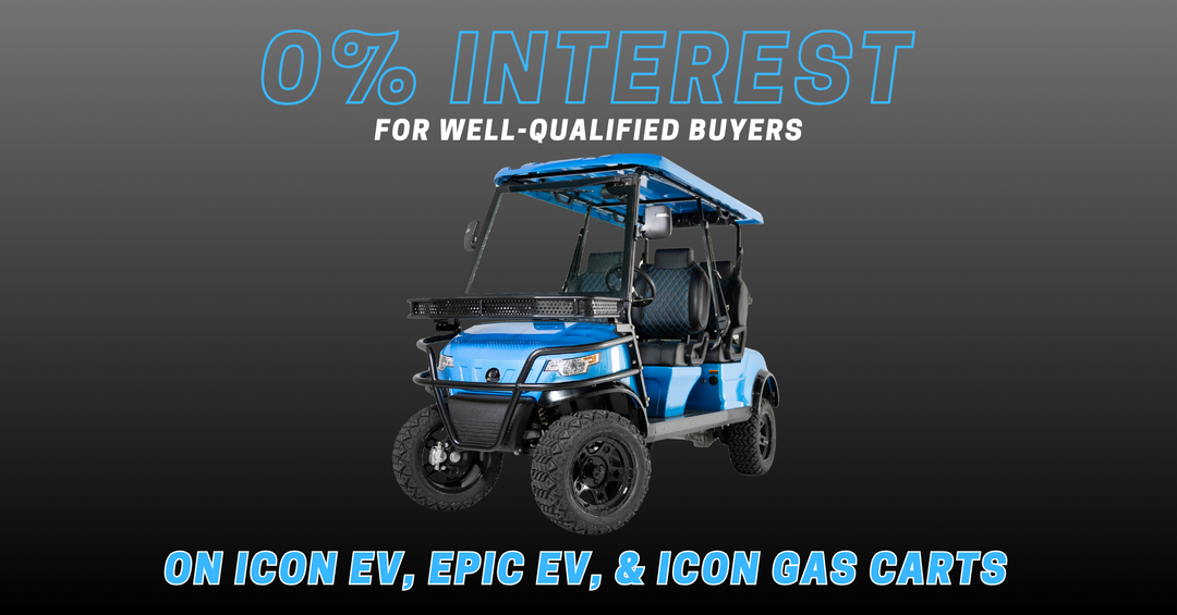 0% Interest on ICON and EPIC Carts | Hole In One Golf Carts Naples, FL