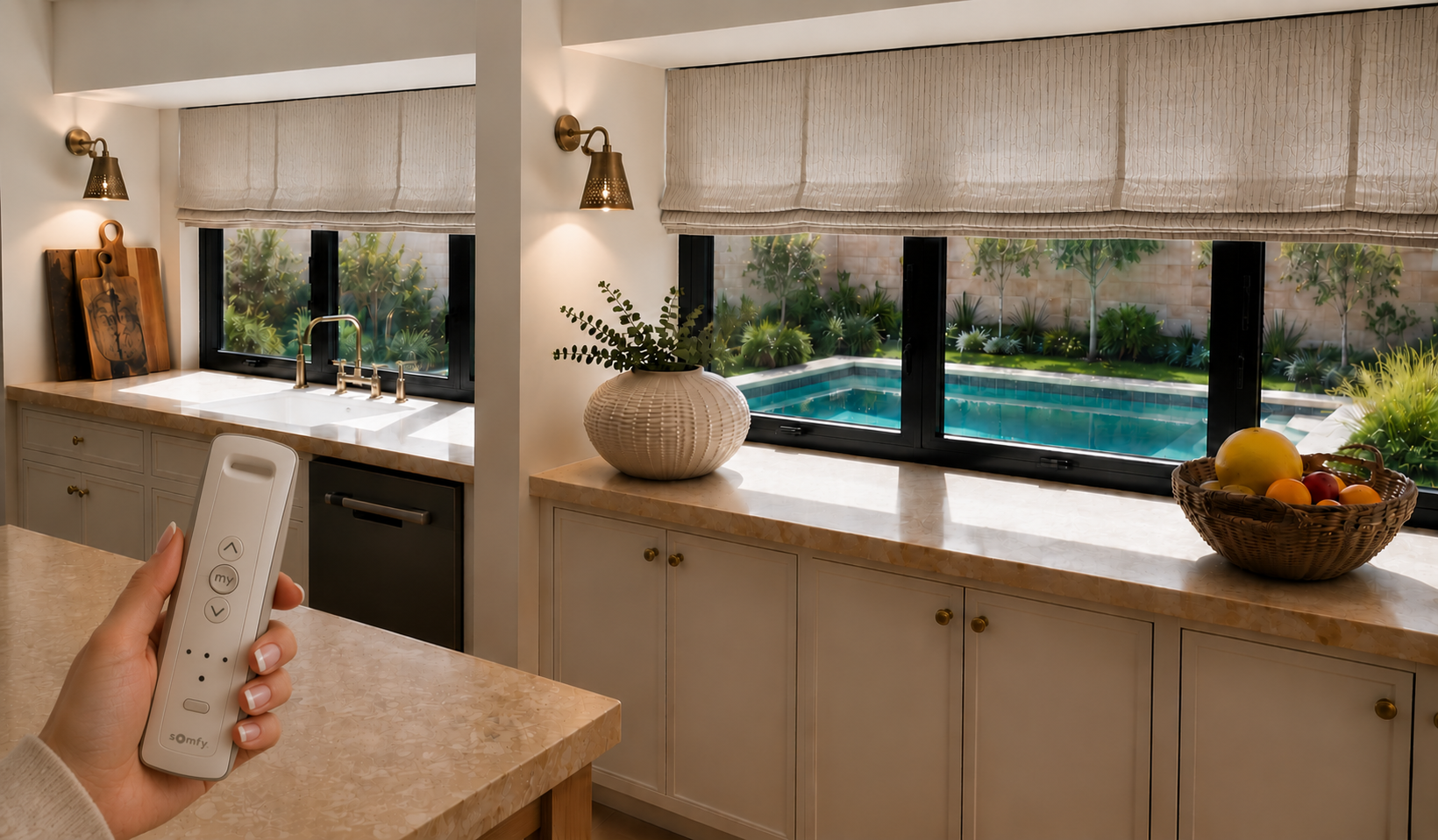 Motorized Roman Shades, Carlsbad CA