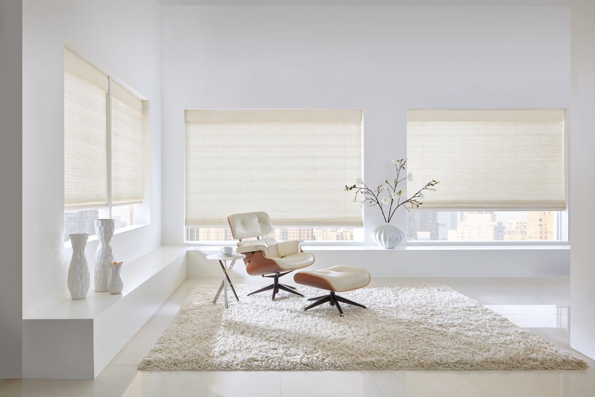 woven wood shades in living room